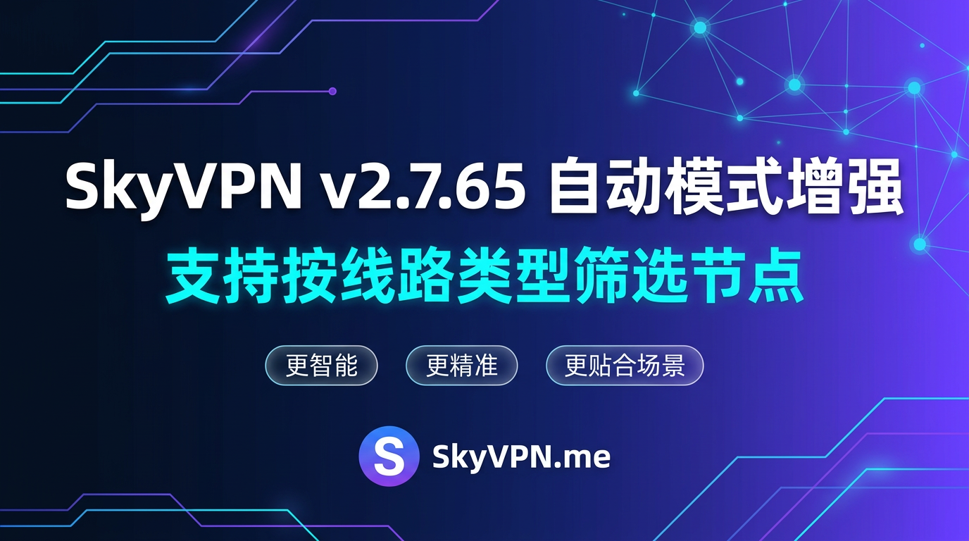 SkyVPN v2.7.65 自动模式增强:支持按照线路类型进行筛选节点