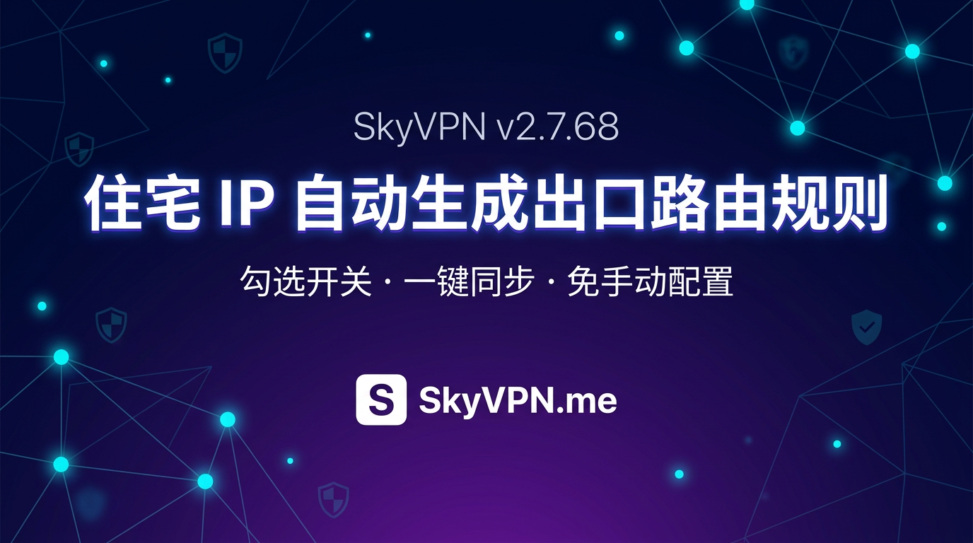 SkyVPN v2.7.68 新增自动为住宅 IP 生成出口路由规则的功能