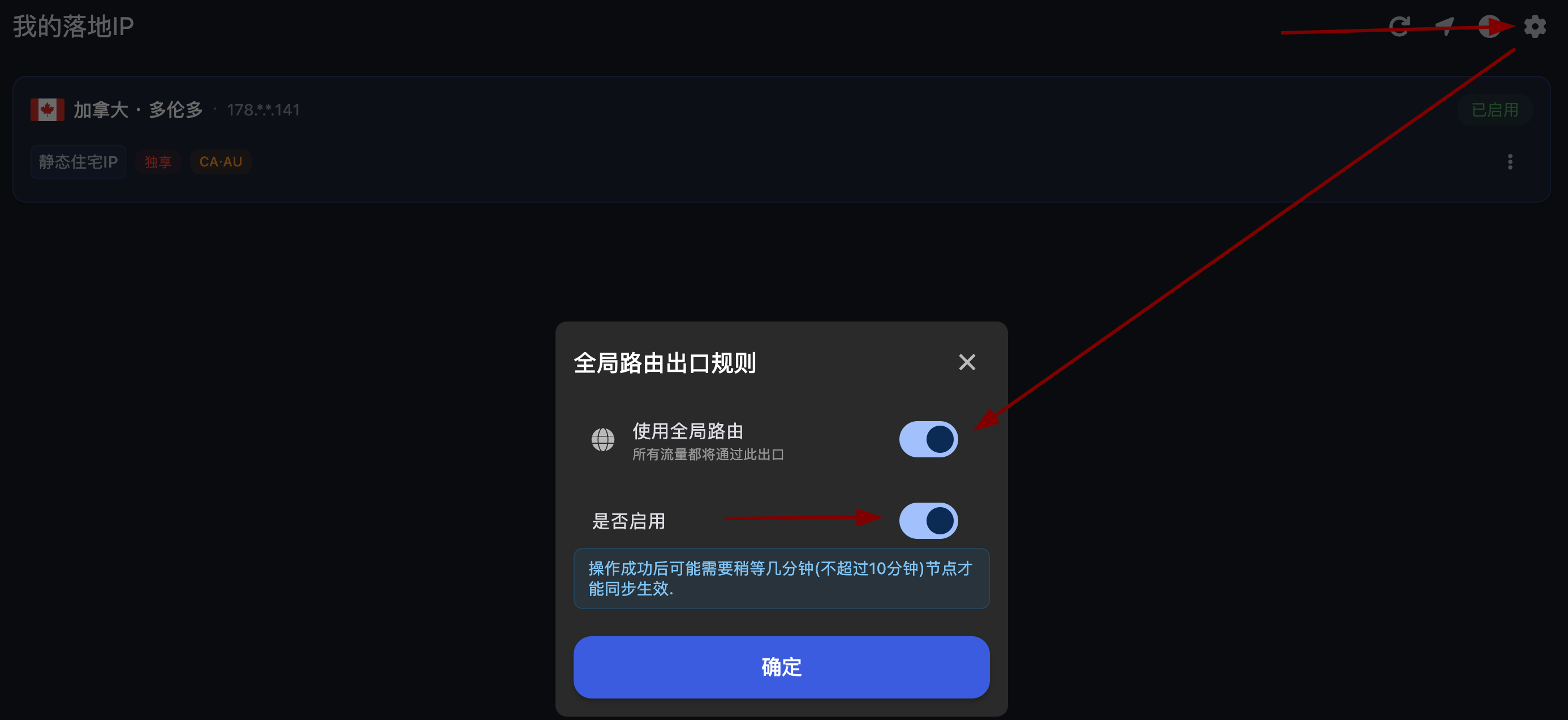 落地 IP 出口路由设置