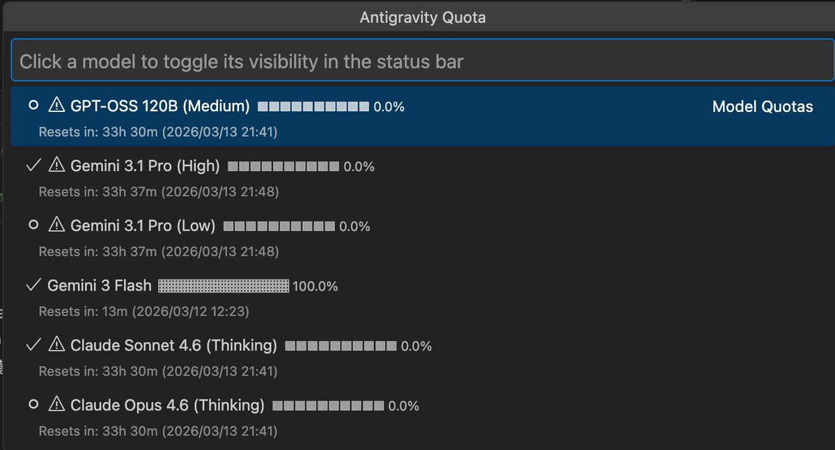Antigravity Pro 配额全部归零