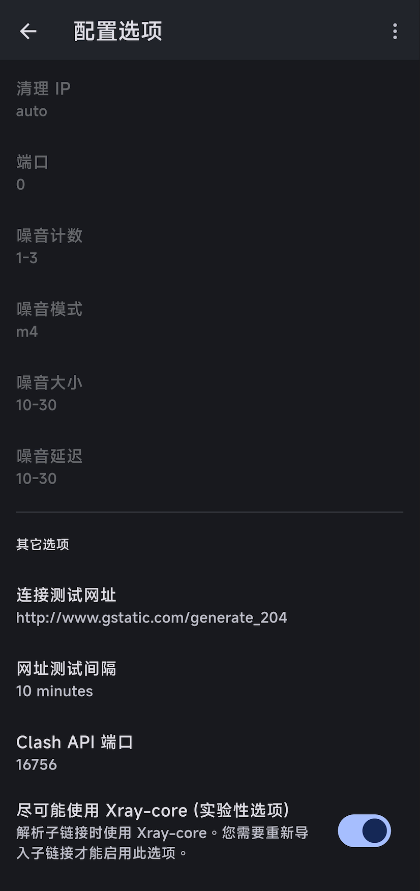 Hiddify 其它选项
